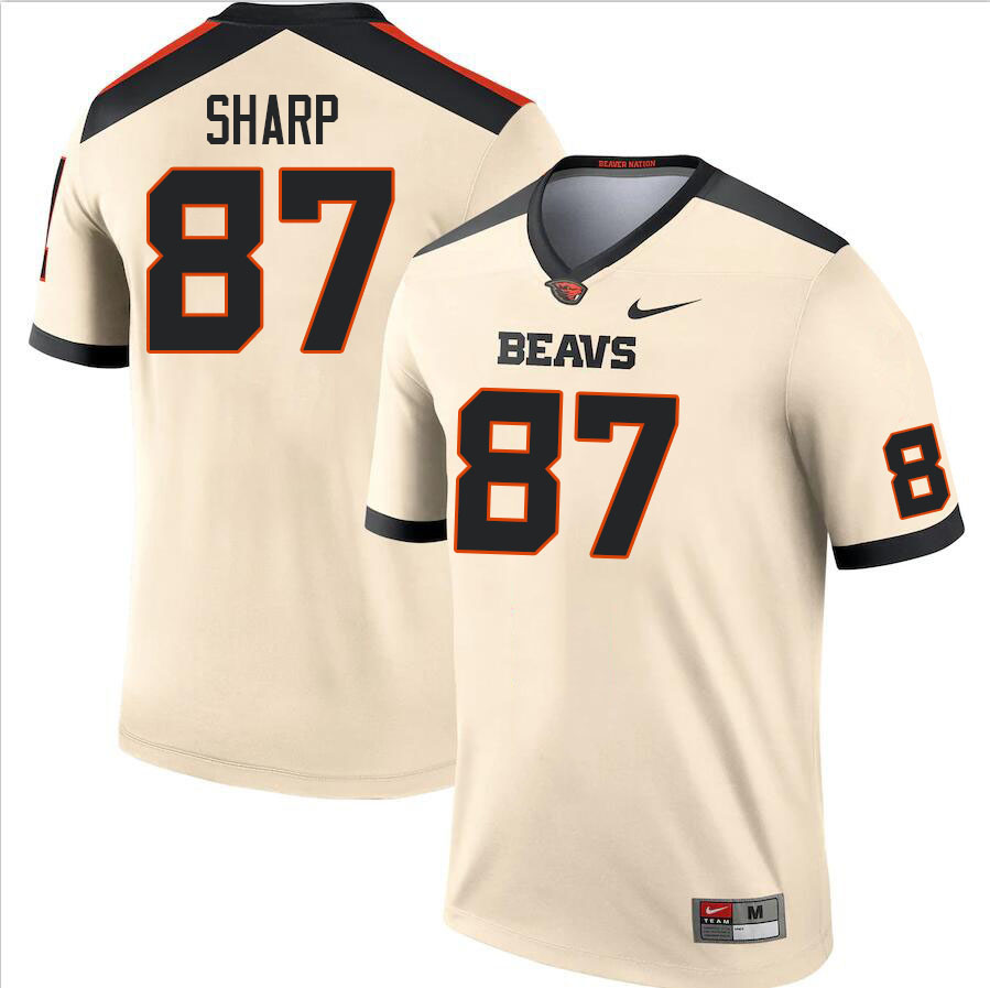 Men #87 Riley Sharp Oregon State Beavers College Football Jerseys Stitched Sale-Cream